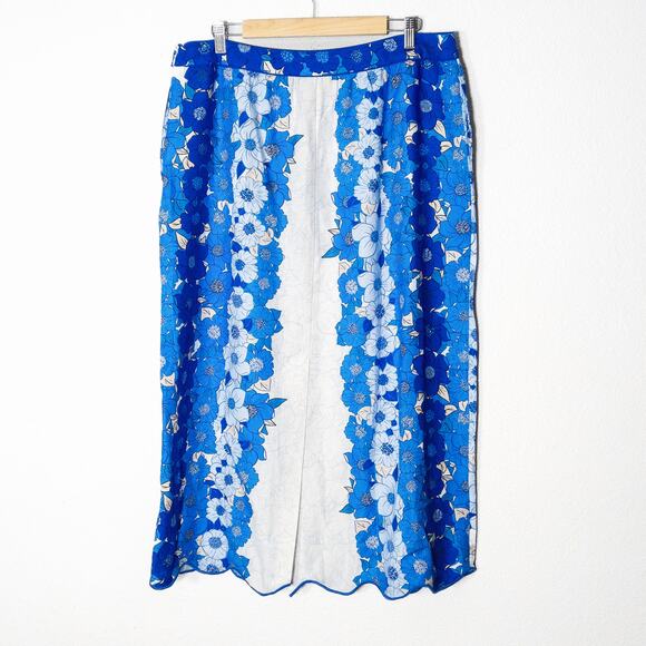 NEW Farm Rio Women’s Skirt Resort Dopamine Dressing Blue Floral Embroidered XL - Picture 2 of 8